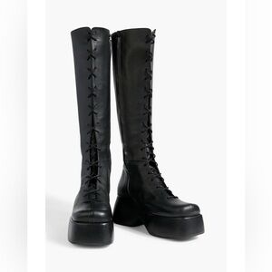 Simon Miller Women's Black Hustler Lace-up Leather Platform Knee Boots